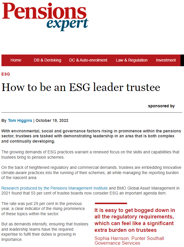 Image for opinion “How to be an ESG leader trustee”
